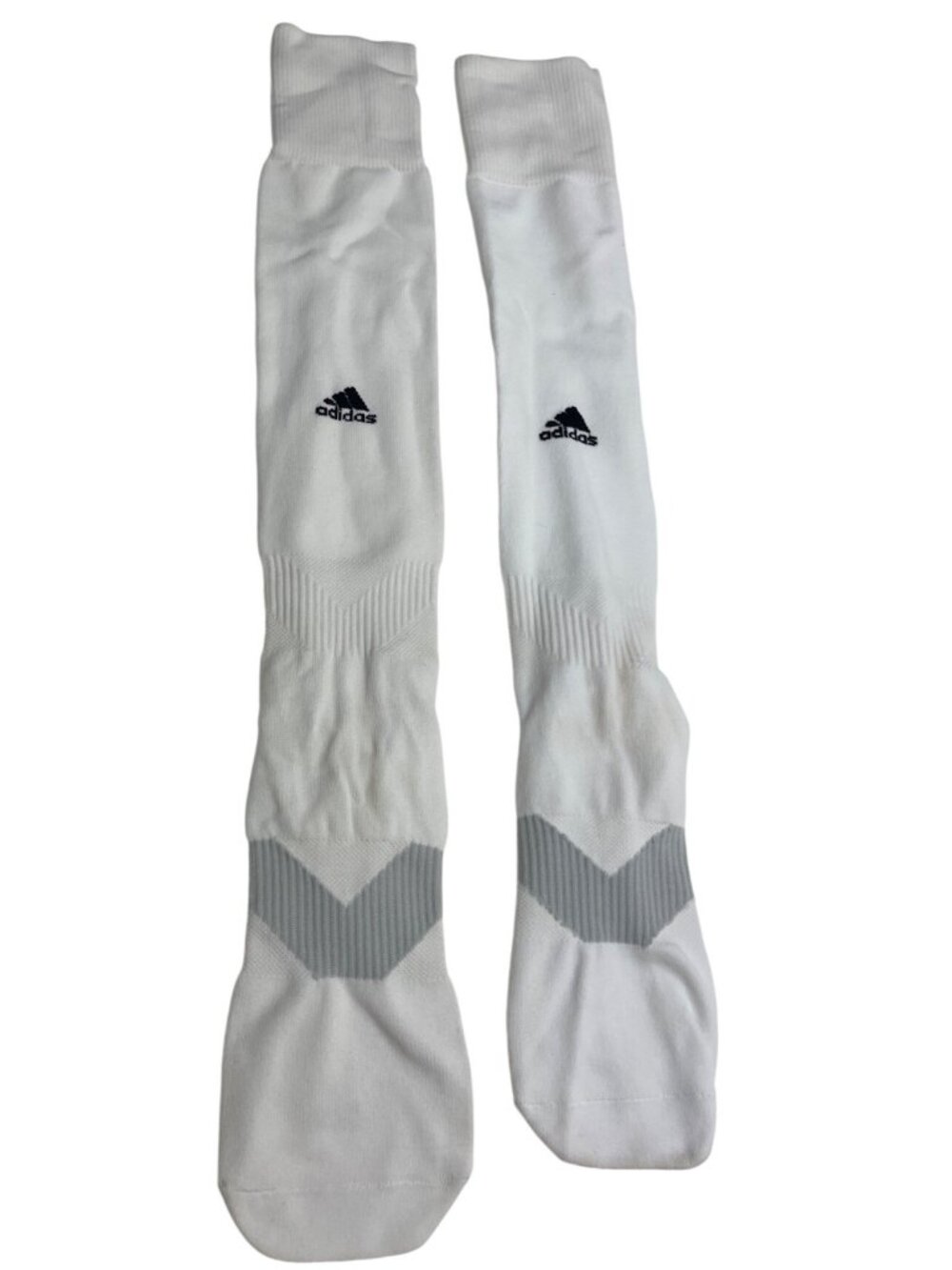 Adidas White Over-The-Calf Socks With Gray Chevron Design Unisex Size Large